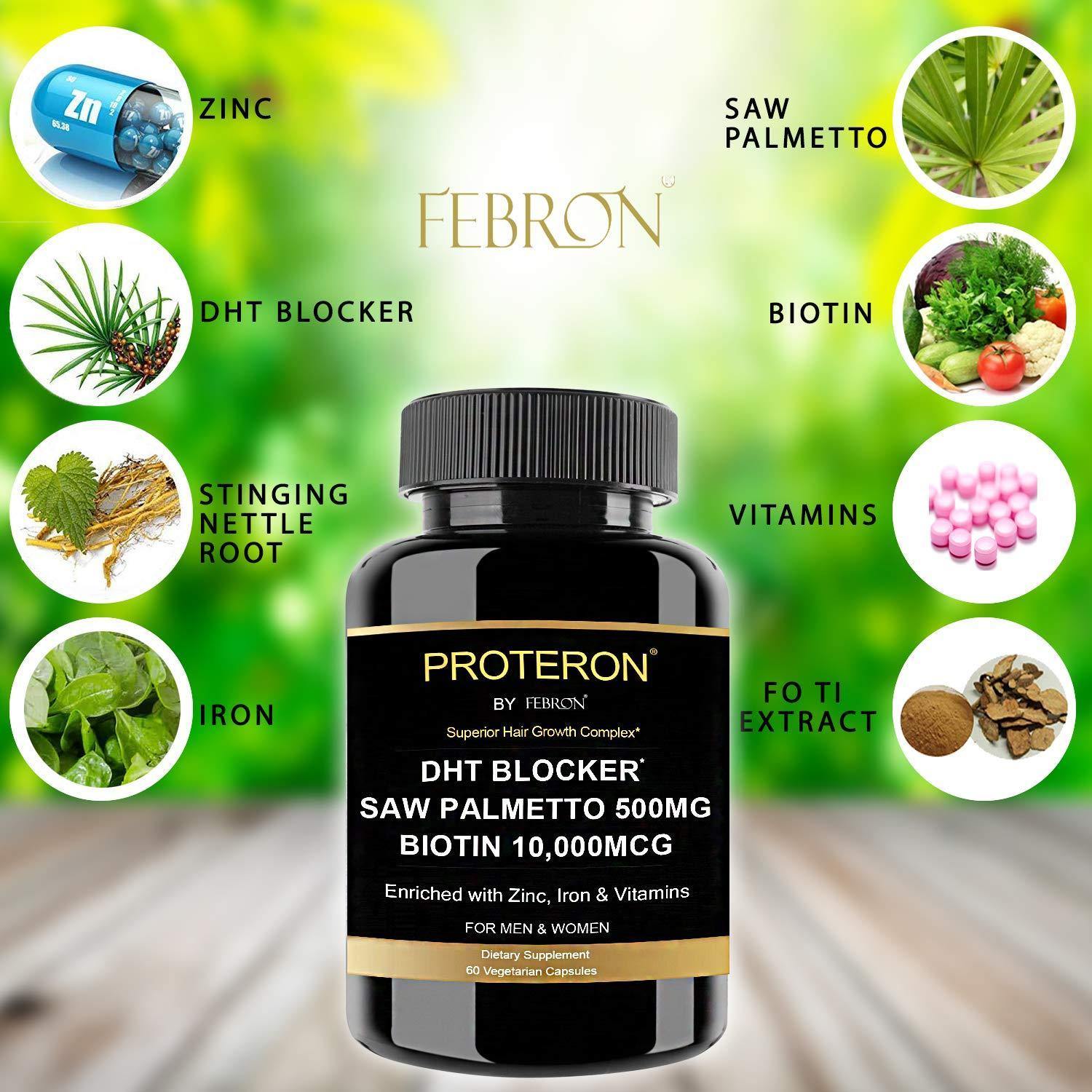 Febron Proteron Dht Blocker 3 In 1 Hair Loss Capsules