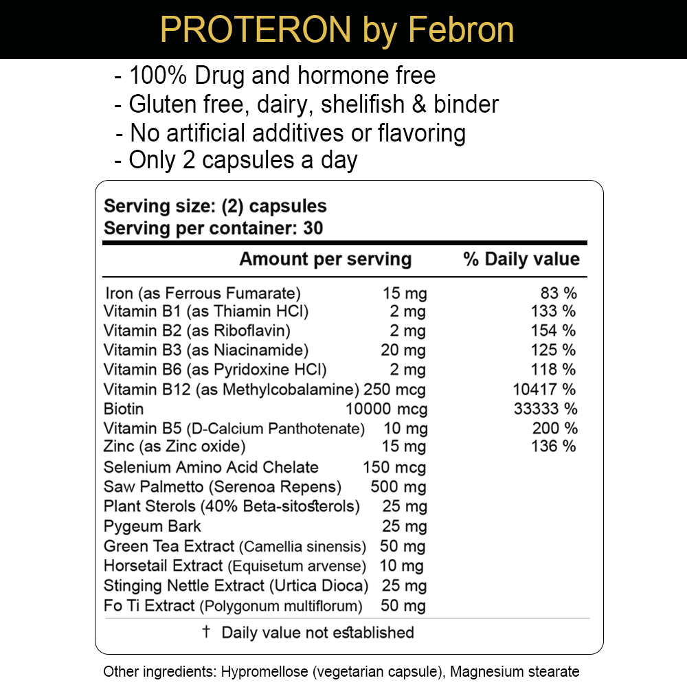 Febron Proteron Dht Blocker 3 In 1 Hair Loss Capsules